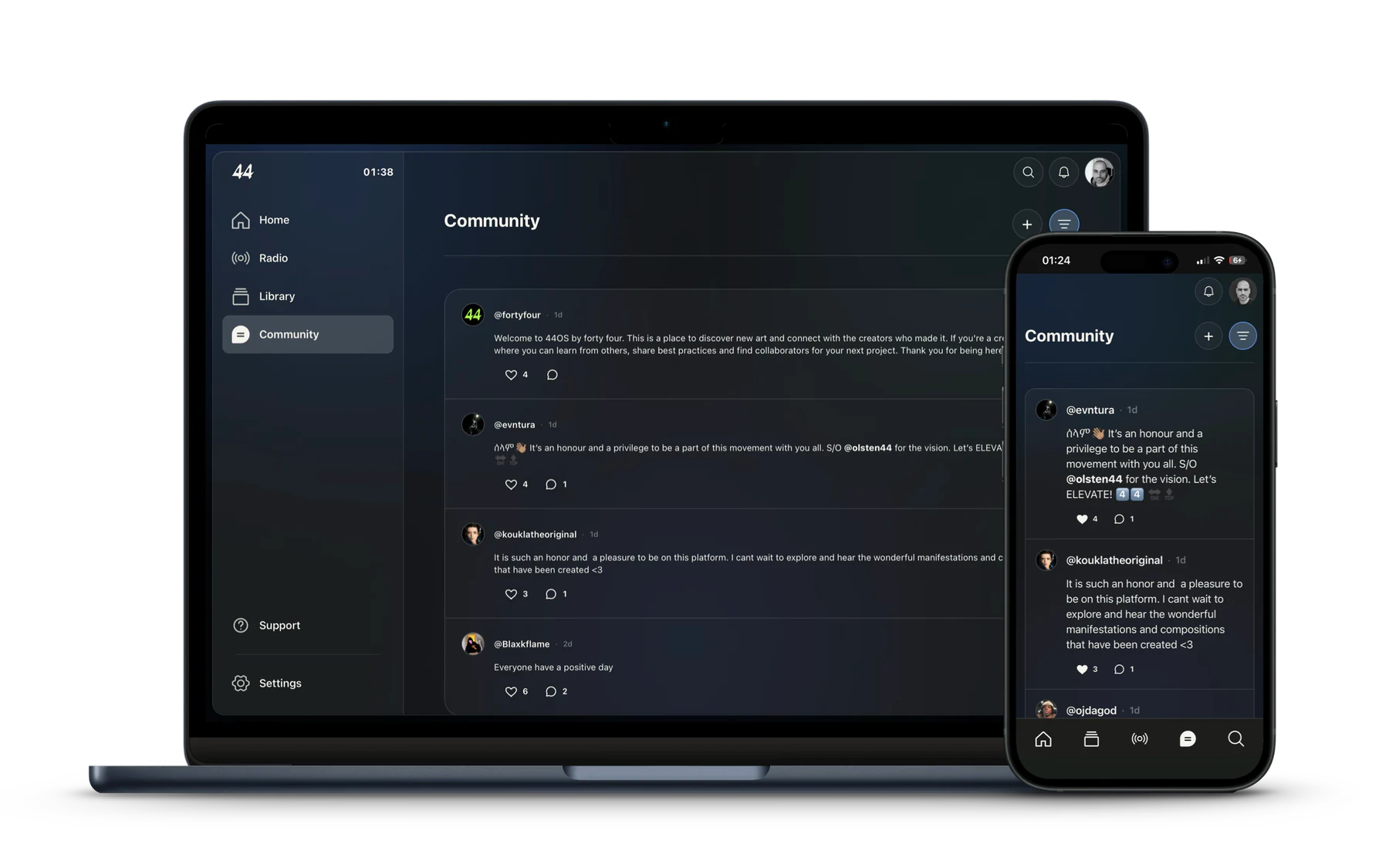 The 44OS Community with public posts and replies.